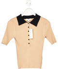 M&S Beige Camel Soft Touch Collared Knitted Top UK 8 - Reliked