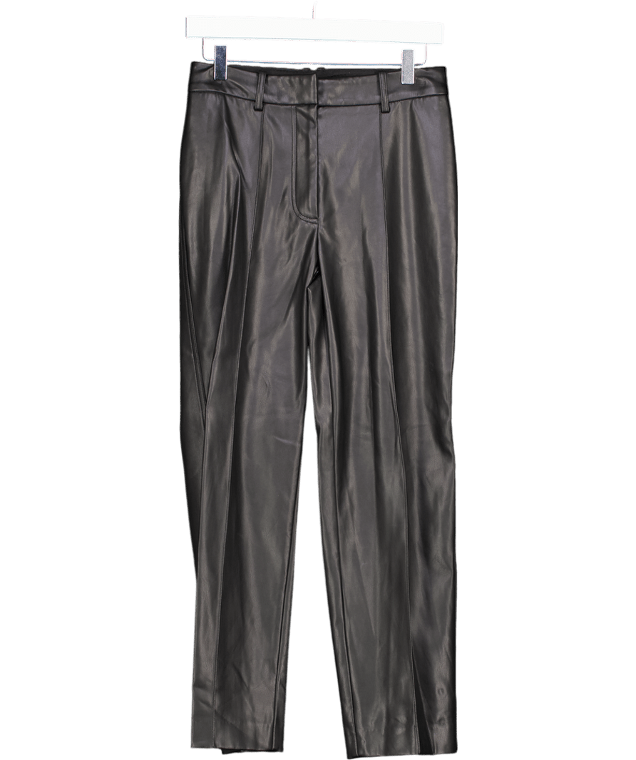 M&S Black Collection Faux Leather Straight Leg Trouser - Short Length UK 8 - Reliked