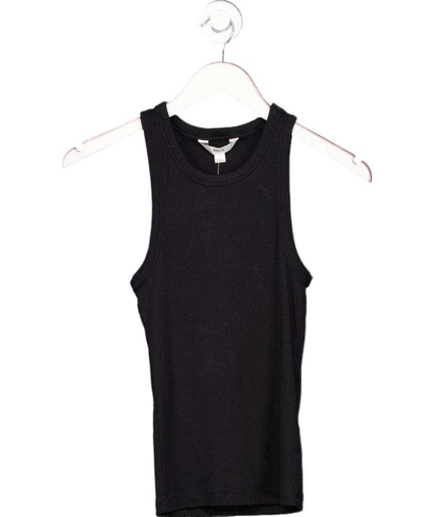 M&S Black Cotton Rich Tank Top UK 6 - Reliked