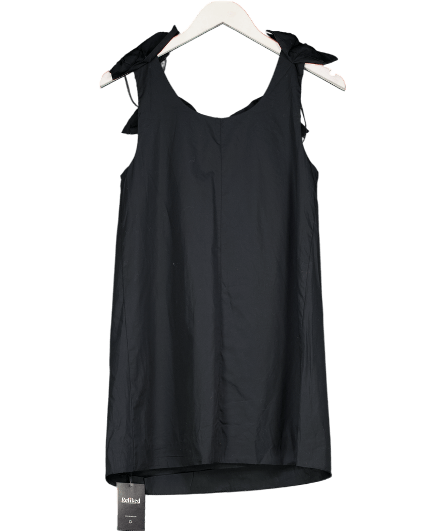 M&S Black Sculpted Mini Dress With Bow Shoulder Detail UK 8 - Reliked