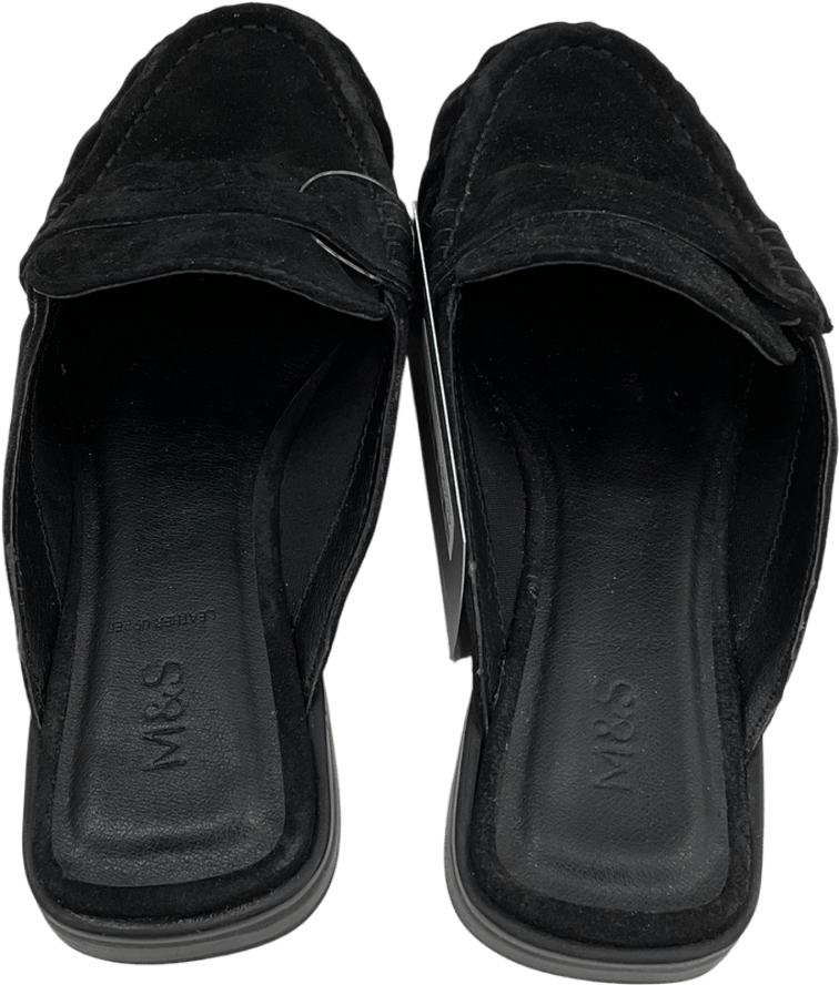 M&S Black Suede Loafer Mules UK 3 EU 36 👠 - Reliked