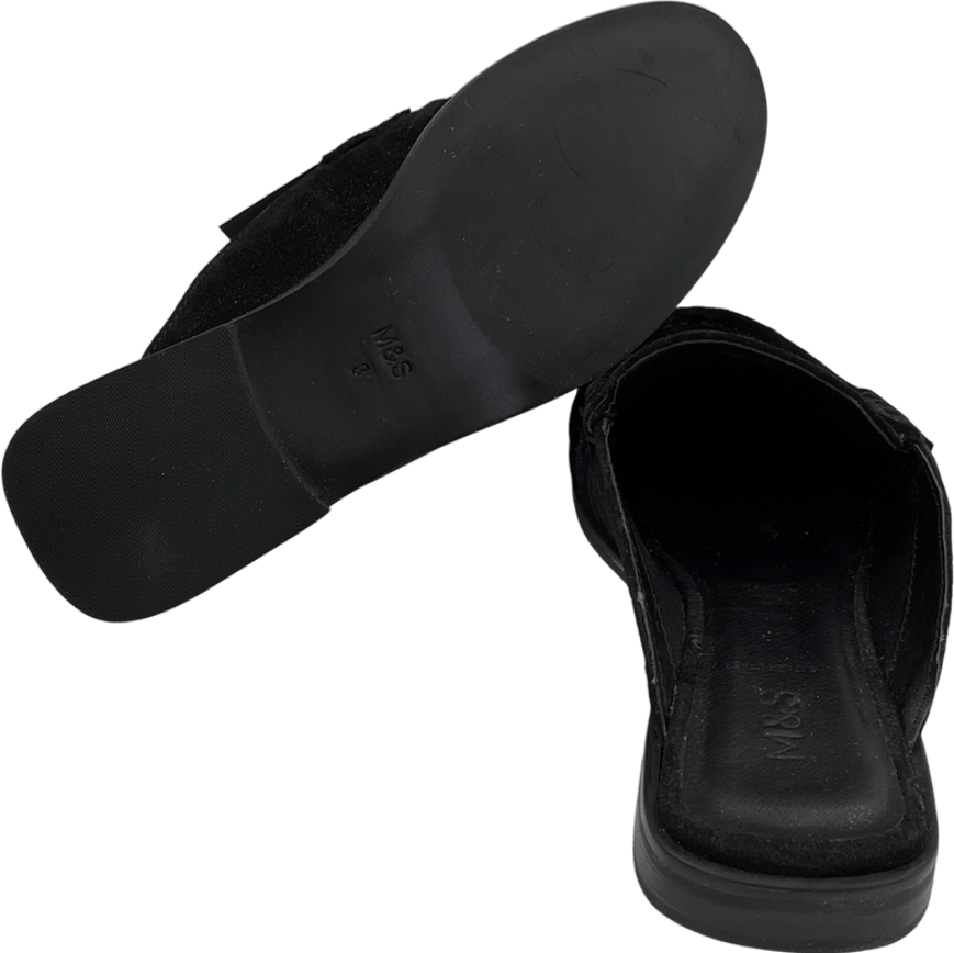 M&S Black Suede Loafer Mules UK 3 EU 36 👠 - Reliked