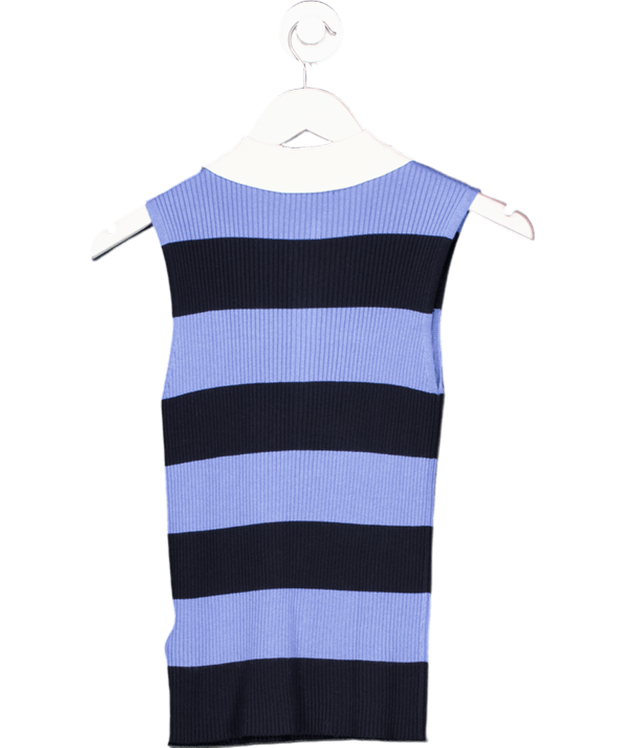 M&S Blue Striped Collared Knitted Vest UK 8 - Reliked