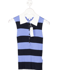 M&S Blue Striped Collared Knitted Vest UK 8 - Reliked