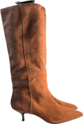 M&S Brown Suede Kitten Heel Knee High Boots UK 8 EU 41 👠 - Reliked