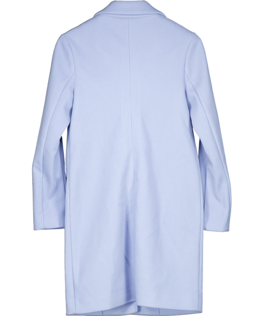 M&S Collection Corn Flower Blue Wool Look Single Breasted Coat UK 6 - Reliked