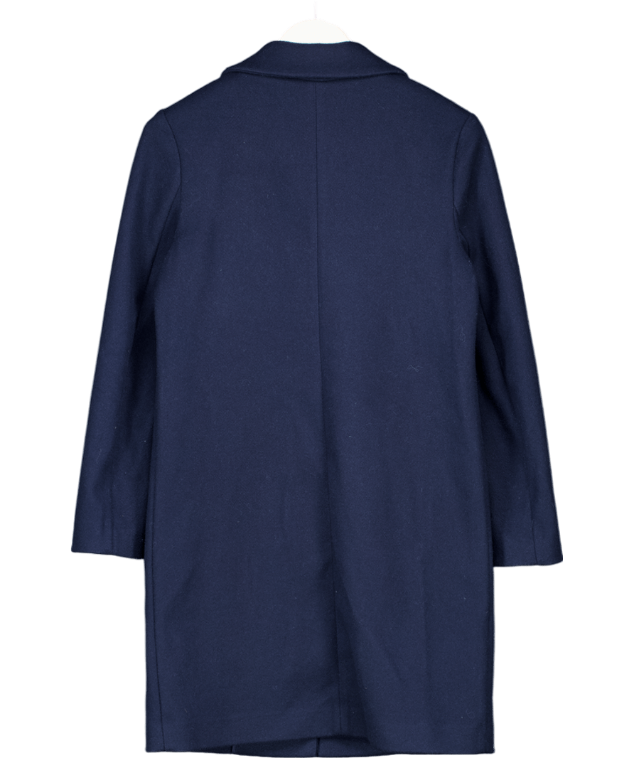 M&S Collection Navy Blue Wool Look Single Breasted Coat UK 6 - Reliked