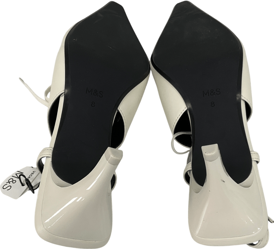 M&S Cream Lace Up Stiletto Heel Slingback Shoes UK 8 EU 41 👠 - Reliked