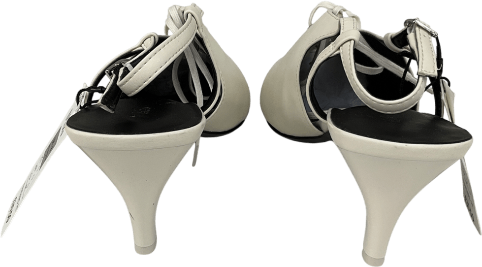 M&S Cream Lace Up Stiletto Heel Slingback Shoes UK 8 EU 41 👠 - Reliked