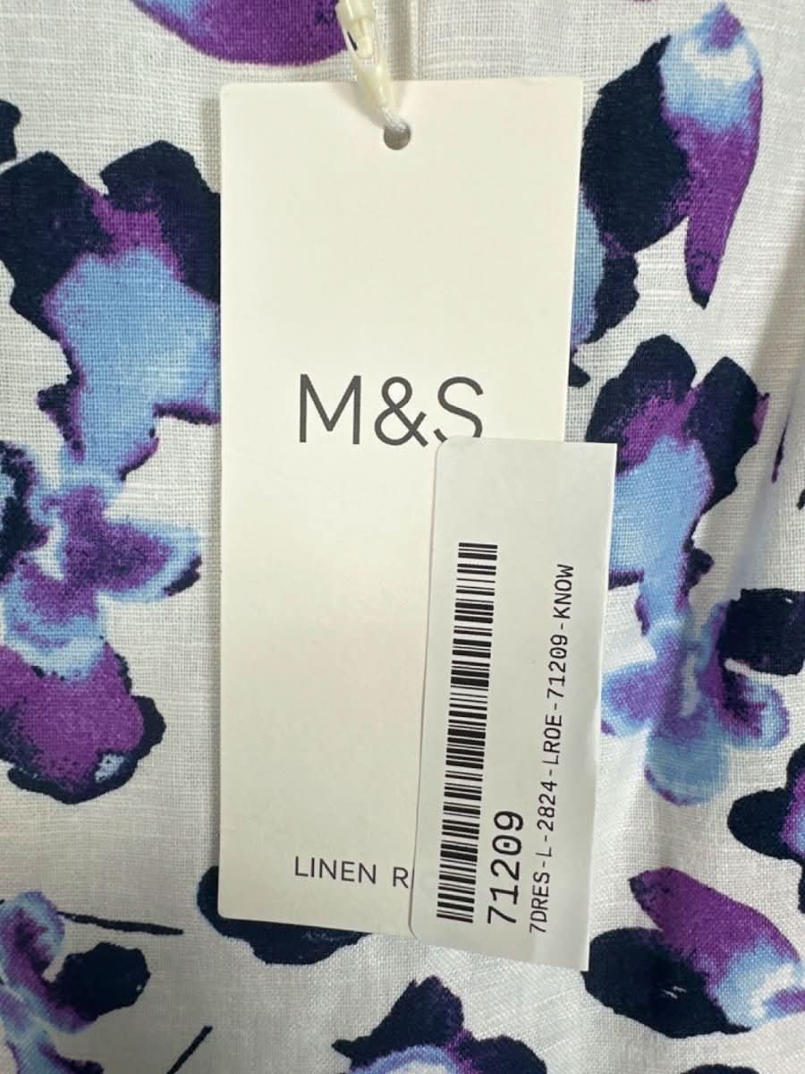 M&S Ivory Mix Floral Maxi Dress Regular Length Size UK 8 - Reliked