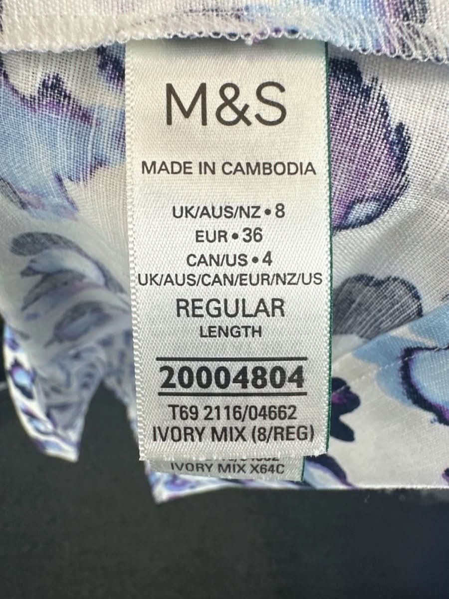 M&S Ivory Mix Floral Maxi Dress Regular Length Size UK 8 - Reliked