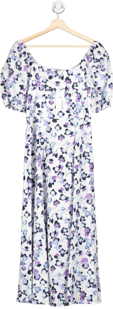M&S Ivory Mix Floral Maxi Dress Regular Length Size UK 8 - Reliked
