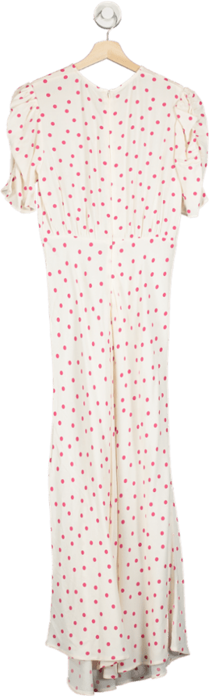 M&S Ivory/Pink Polka Dot Maxi Dress UK 8 - Reliked