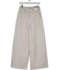 M&S White / Black High Waisted Striped Wide Leg Jeans UK 8 - Reliked