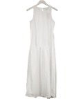 M&S White Pure Cotton Midaxi Tiered Shirt Dress UK 8 - Reliked