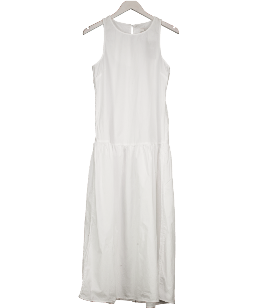 M&S White Pure Cotton Midaxi Tiered Shirt Dress UK 8 - Reliked