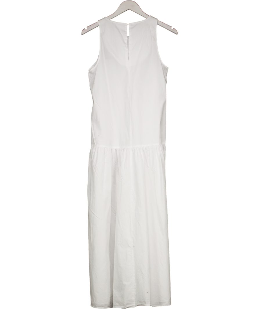M&S White Pure Cotton Midaxi Tiered Shirt Dress UK 8 - Reliked