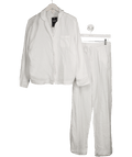 M&S White Pure Cotton Revere Pyjama Set UK 6 - Reliked