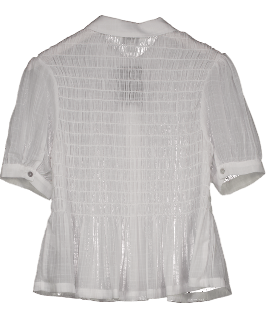 M&S White Smocked Front Short Sleeve Blouse UK 12 - Reliked