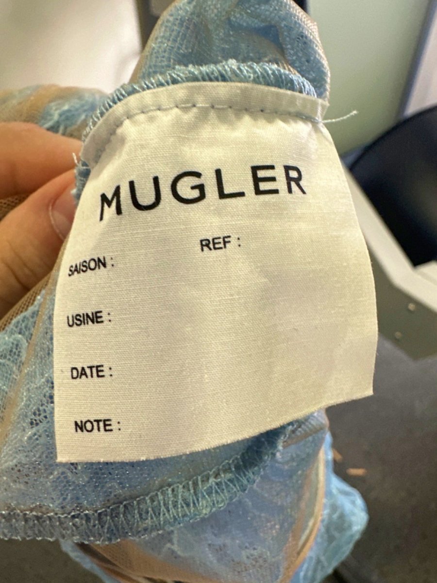 Mugler Blue Lace Bodysuit UK M - Reliked