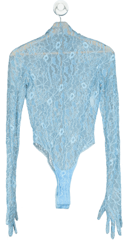 Mugler Blue Lace Bodysuit UK M - Reliked