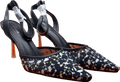 Mulanka Black Floral Embellished Heeled Sandals UK 7.5 - Reliked