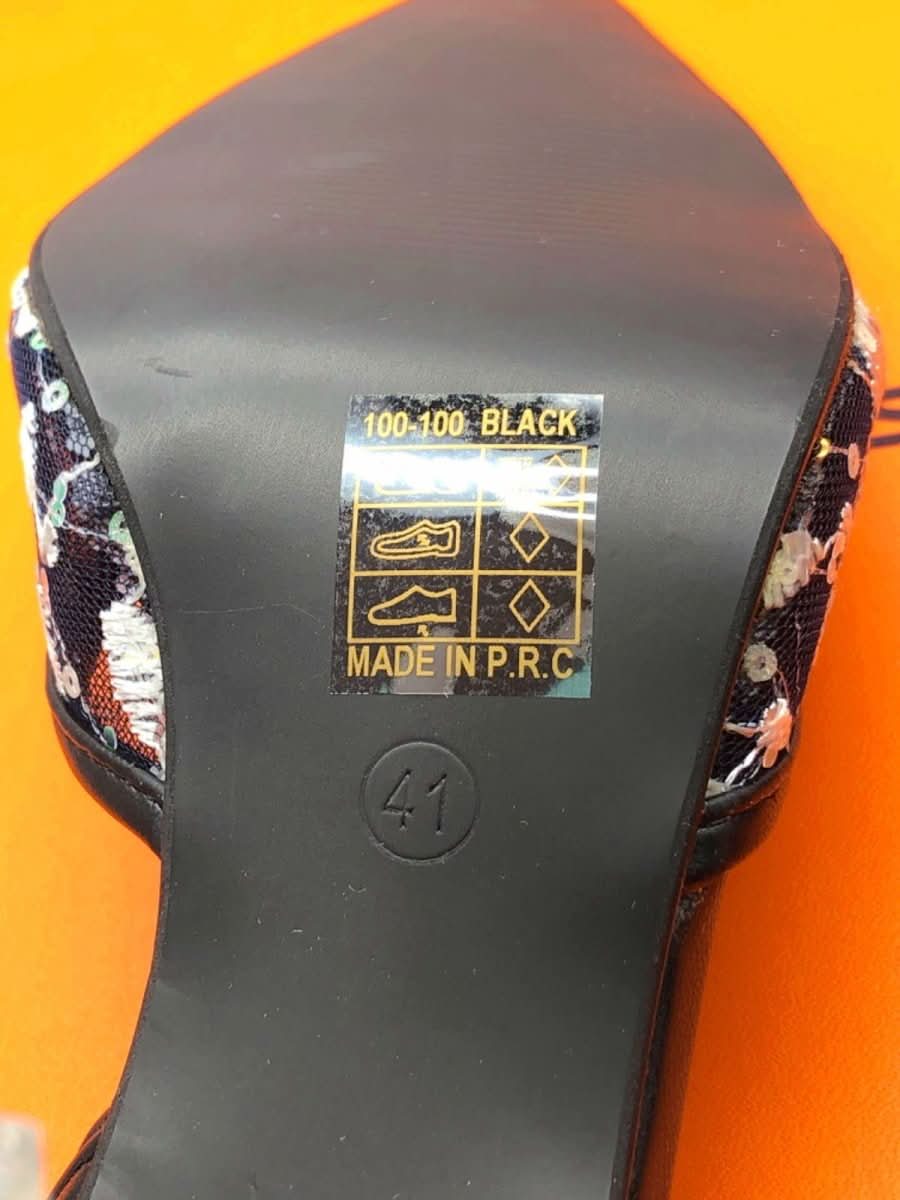 Mulanka Black Floral Embellished Heeled Sandals UK 7.5 - Reliked