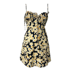 Réalisation Black Silk Daisy Pring Mini Dress UK S