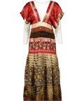 Multicoloured Tiered Multi Print Maxi Dress UK S - Reliked