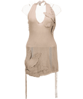 MURCI Beige Navara Applique Petal Halterneck Mini Dress UK 10 - Reliked