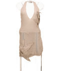MURCI Beige Navara Applique Petal Halterneck Mini Dress UK 8 - Reliked