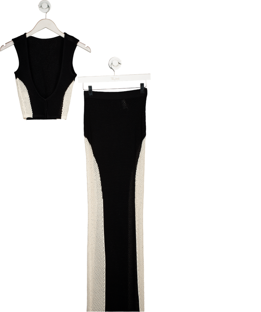 MURCI Black 2 - piece Shadow Knitted Skirt & Top Co Ord Set UK 8 - Reliked