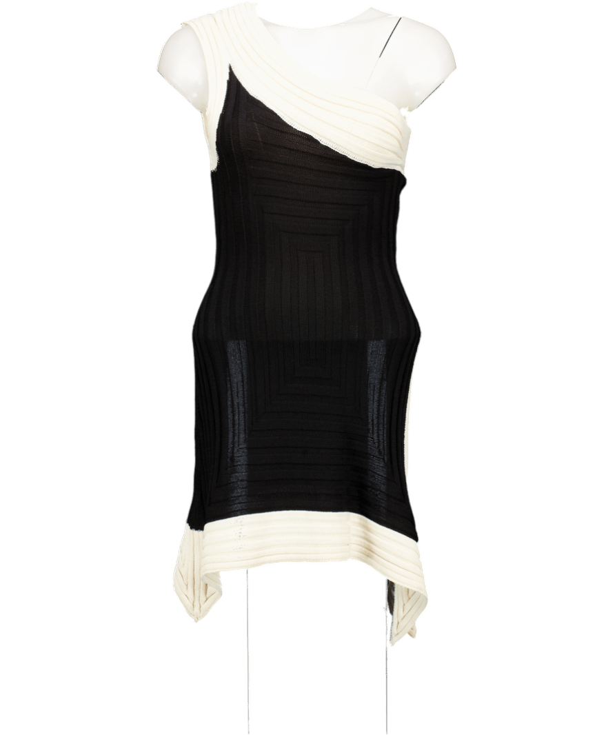 MURCI Black Cove Asymmetric Hem Mini Dress UK 10 - Reliked