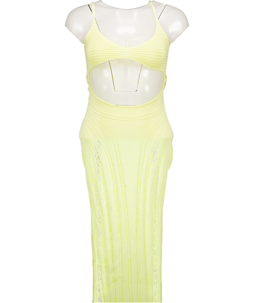 MURCI Jules Cut Out Knitted Maxi Dress In Yellow UK S - Reliked