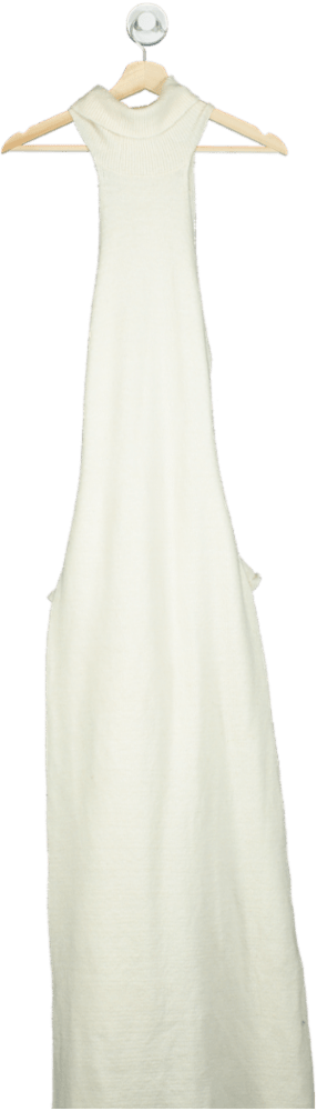 Musera White Sleeveless High Neck Dress UK S - Reliked