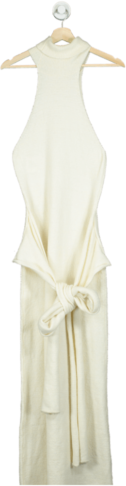Musera White Sleeveless High Neck Dress UK S - Reliked