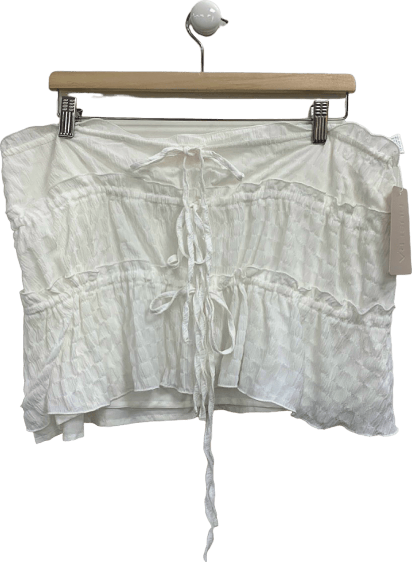 Musera White Smocked Crop Top UK M - Reliked