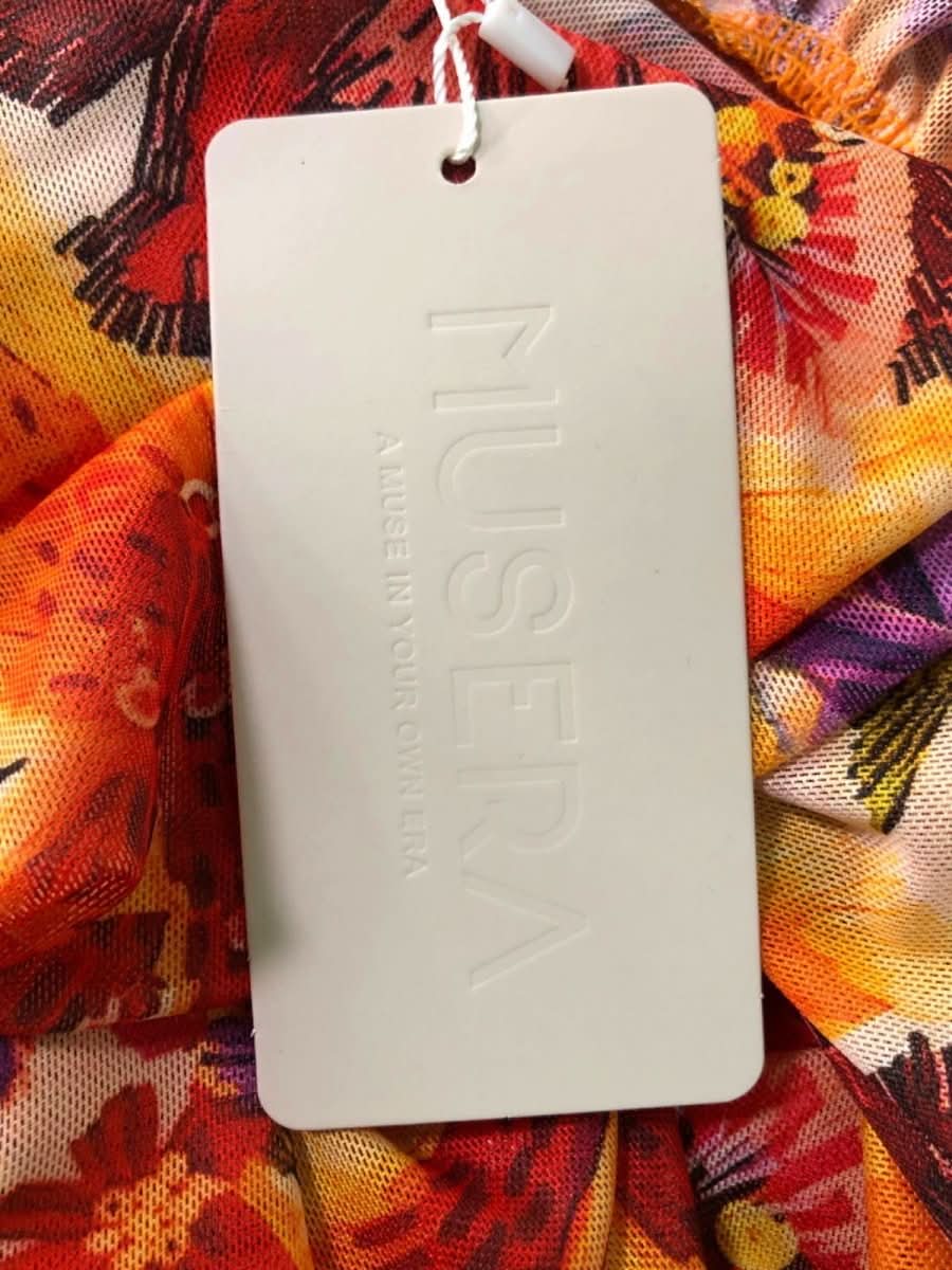 Mussera Orange Floral Ruffle Dress UK S - Reliked