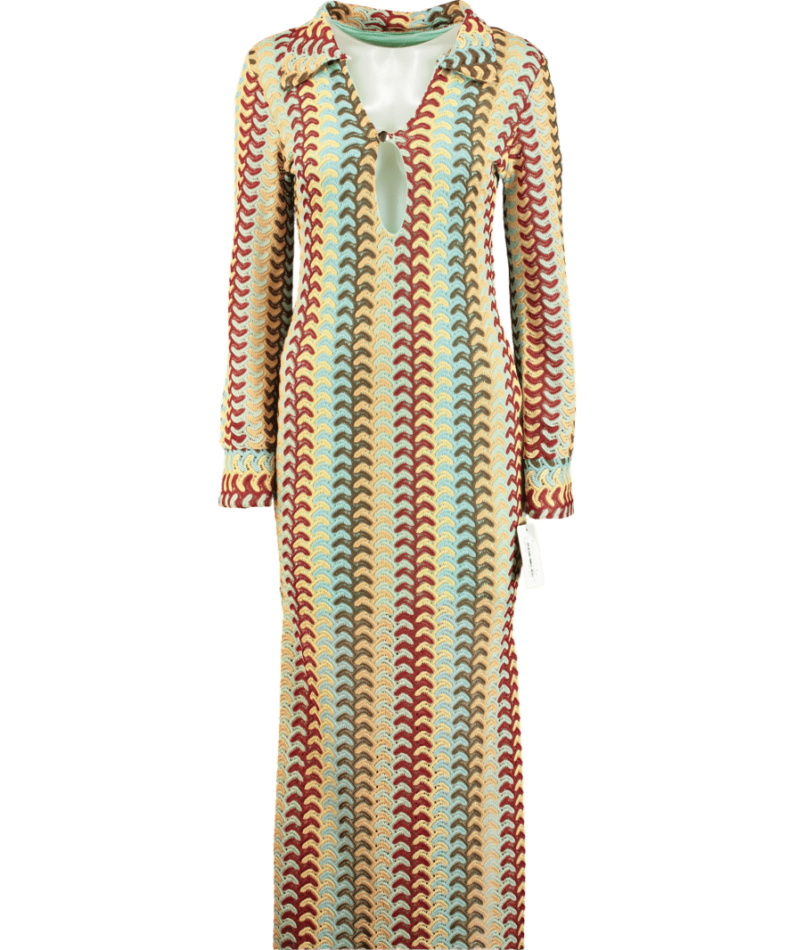 My Look Multicoloured Crochet Maxi Dress UK S/M - Reliked