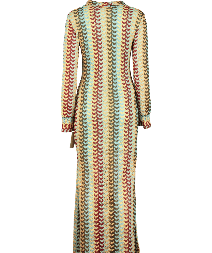 My Look Multicoloured Crochet Maxi Dress UK S/M - Reliked