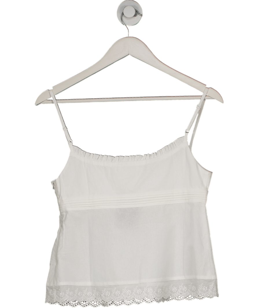 My mum Made it White Cotton Lace Camisole UK S - Reliked