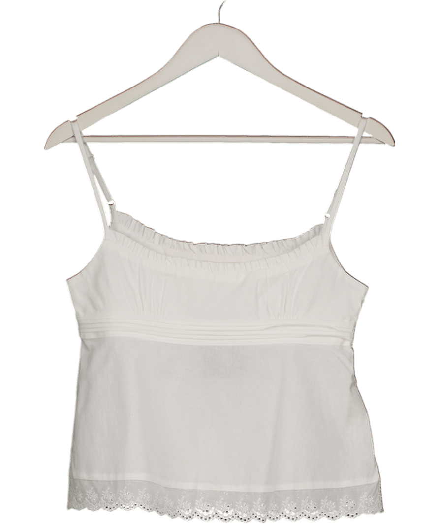 My mum Made it White Cotton Lace Camisole UK S - Reliked
