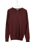N. Peal Red Burgundy Fine Gauge Cashmere / Silk Blend V Neck Jumper UK L - Reliked