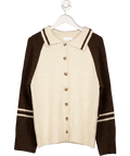 NA - KD Beige Knitted Collar Contrast Sweater UK XS - Reliked