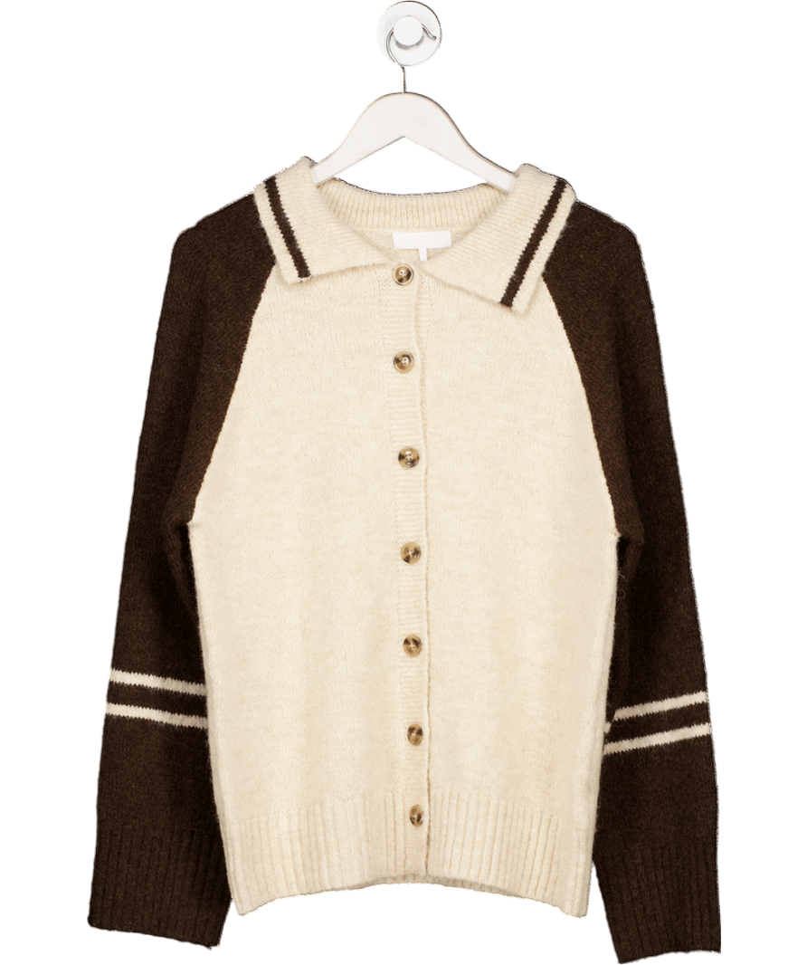 NA - KD Beige Knitted Collar Contrast Sweater UK XS - Reliked