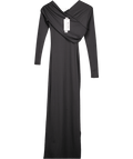 NA - KD Black Asymmetric Shoulder Long Sleeve Maxi Dress UK S - Reliked
