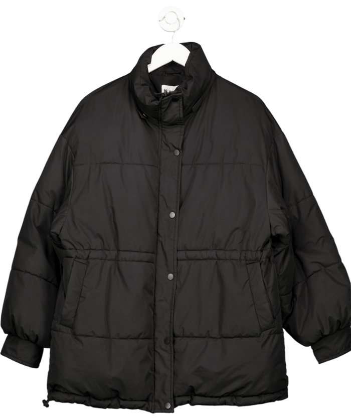 NA-KD Black Oversized Puffer Coat UK 8