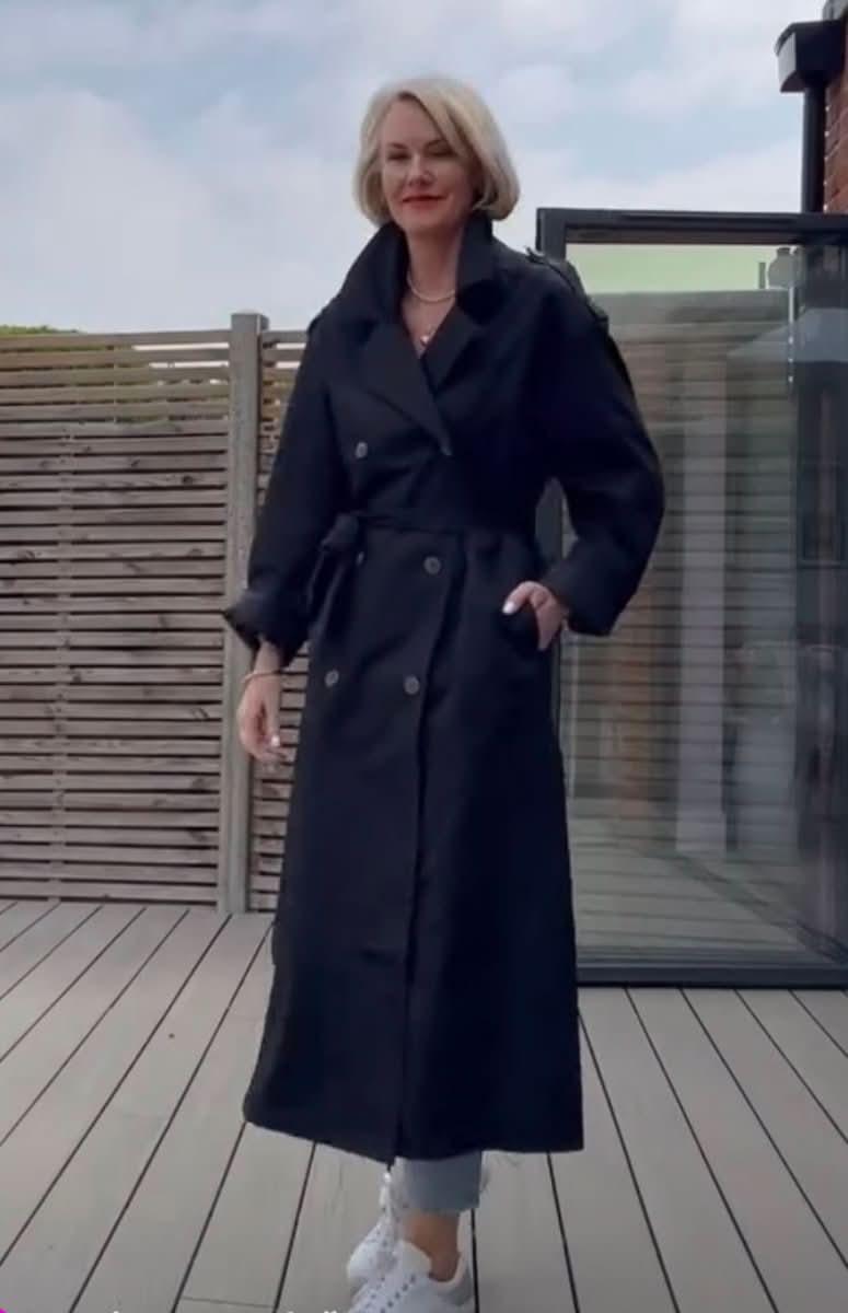 NA - KD Black Oversized Trench Coat UK 12 - Reliked