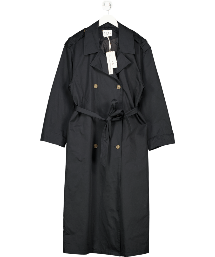 NA - KD Black Oversized Trench Coat UK 12 - Reliked