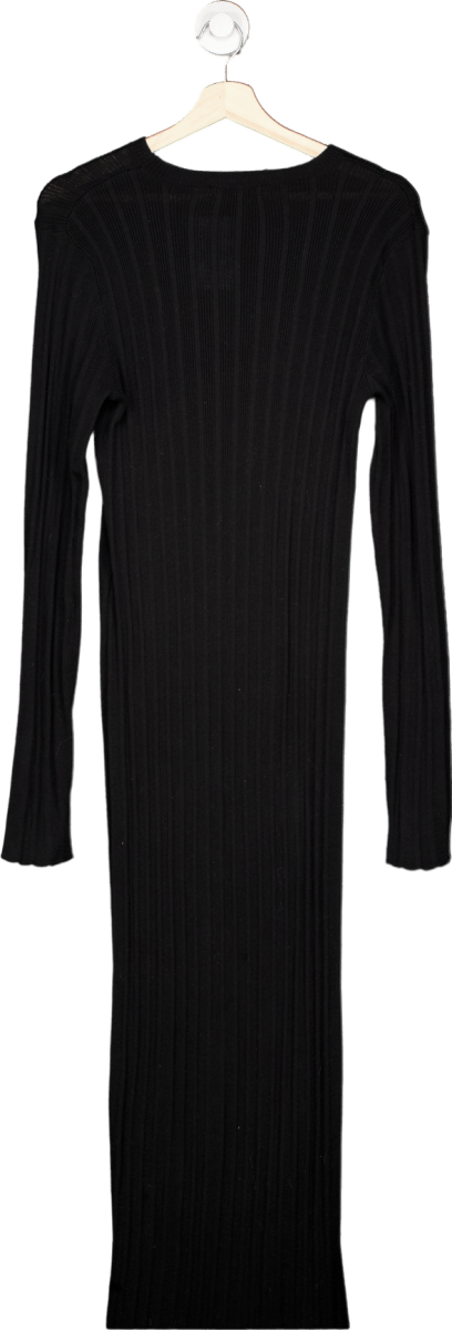 NA - KD Black Ribbed Knitted Maxi Dress UK M - Reliked